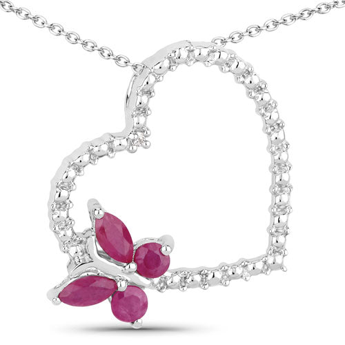 0.52 Carat Genuine Ruby and Created White Sapphire .925 Sterling Silver Pendant