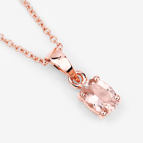 0.70 Carat Genuine Morganite .925 Sterling Silver Pendant