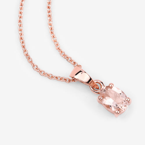 0.70 Carat Genuine Morganite .925 Sterling Silver Pendant