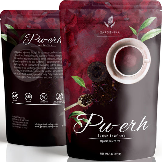 Puerh Tea, High-Caffeine Coffee Alternative - Fermented - Organic