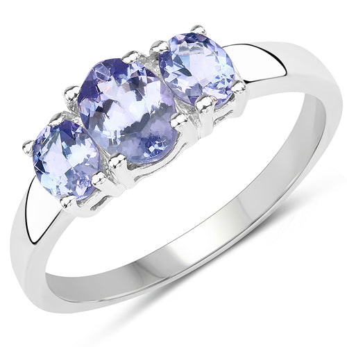 1.41 Carat Genuine Tanzanite .925 Sterling Silver Ring