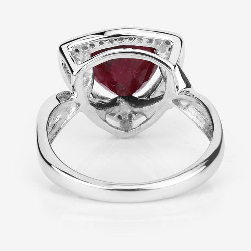3.25 Carat Dyed Ruby and White Topaz .925 Sterling Silver Ring