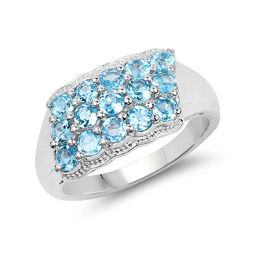 1.50 Carat Genuine Swiss Blue Topaz .925 Sterling Silver Ring