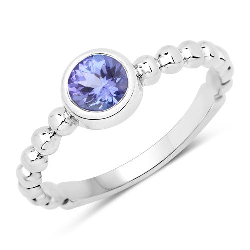 0.47 Carat Genuine Tanzanite .925 Sterling Silver Ring