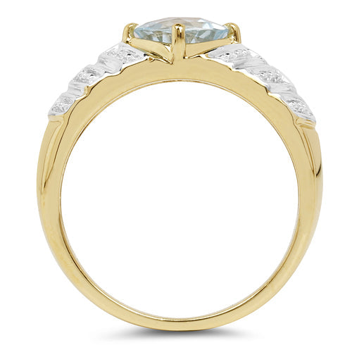 14K Yellow Gold Plated 1.70 Carat Genuine Blue Topaz .925 Sterling Silver Ring