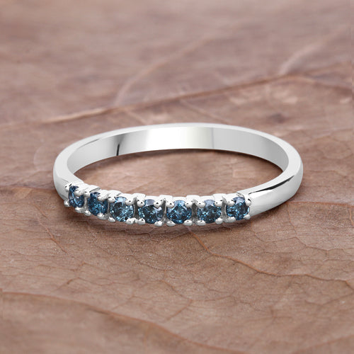 0.22 Carat Genuine Blue Diamond 14K White Gold Ring (I1-I2)
