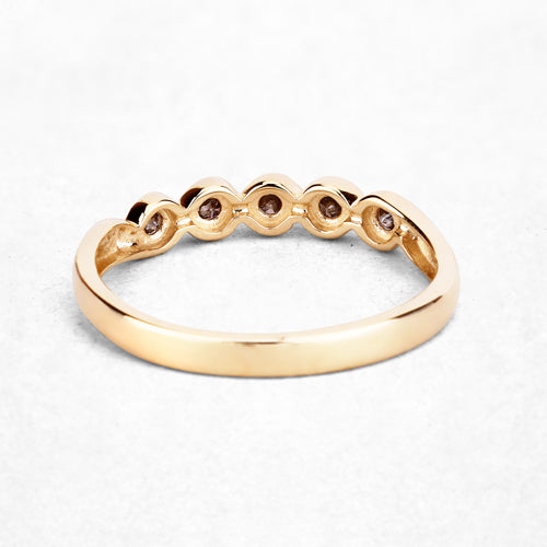 0.19 Carat Genuine Champagne Diamond 14K Yellow Gold Ring (I1-I2)