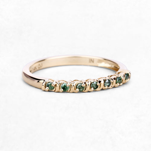 0.16 Carat Genuine Green Diamond 14K Yellow Gold Ring (I1-I2)