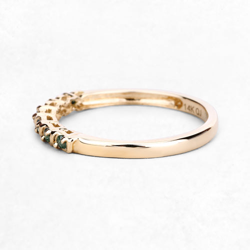 0.16 Carat Genuine Green Diamond 14K Yellow Gold Ring (I1-I2)