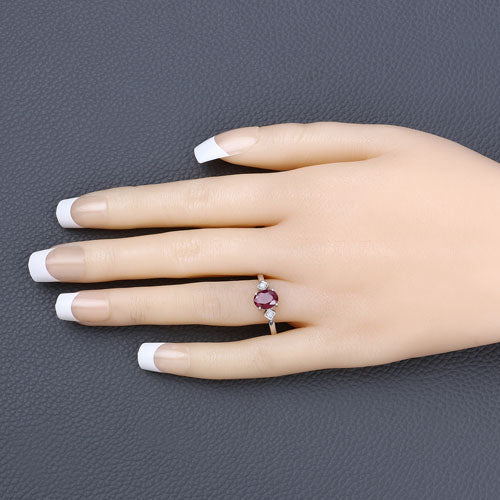 1.22 Carat Genuine Ruby and White Diamond 14K White Gold Ring