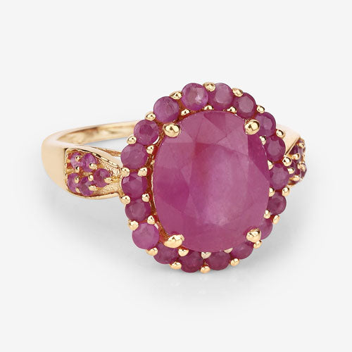 5.09 Carat Glass Filled Ruby and Ruby .925 Sterling Silver Ring