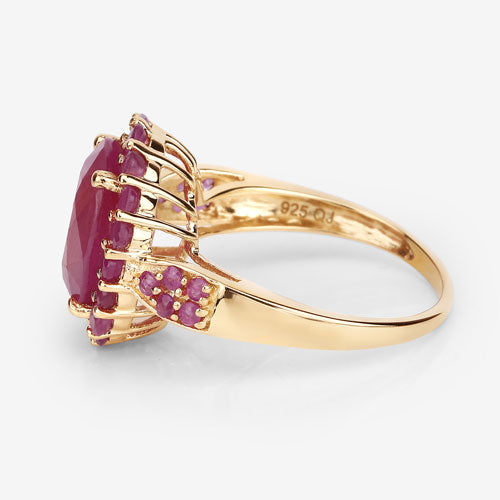 5.09 Carat Glass Filled Ruby and Ruby .925 Sterling Silver Ring