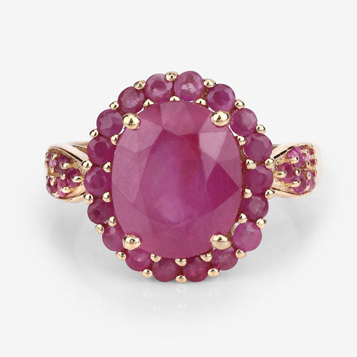 5.09 Carat Glass Filled Ruby and Ruby .925 Sterling Silver Ring