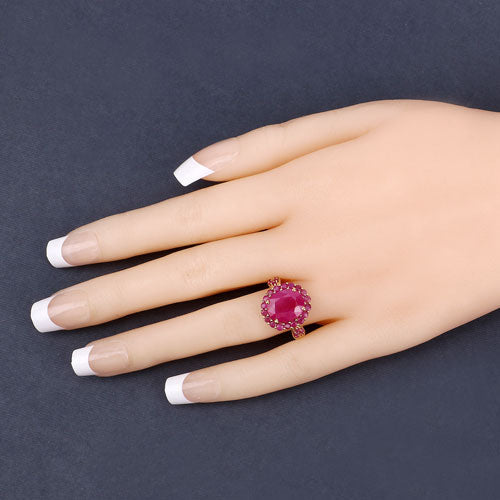 5.09 Carat Glass Filled Ruby and Ruby .925 Sterling Silver Ring