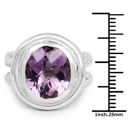 6.92 Carat Genuine Amethyst .925 Sterling Silver Ring