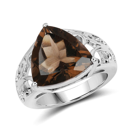 6.91 Carat Genuine Smoky Quartz .925 Sterling Silver Ring