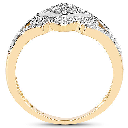 14K Yellow Gold Plated 0.32 Carat Genuine White Diamond .925 Sterling Silver Ring