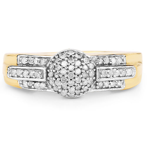 14K Yellow Gold Plated 0.30 Carat Genuine White Diamond .925 Sterling Silver Ring