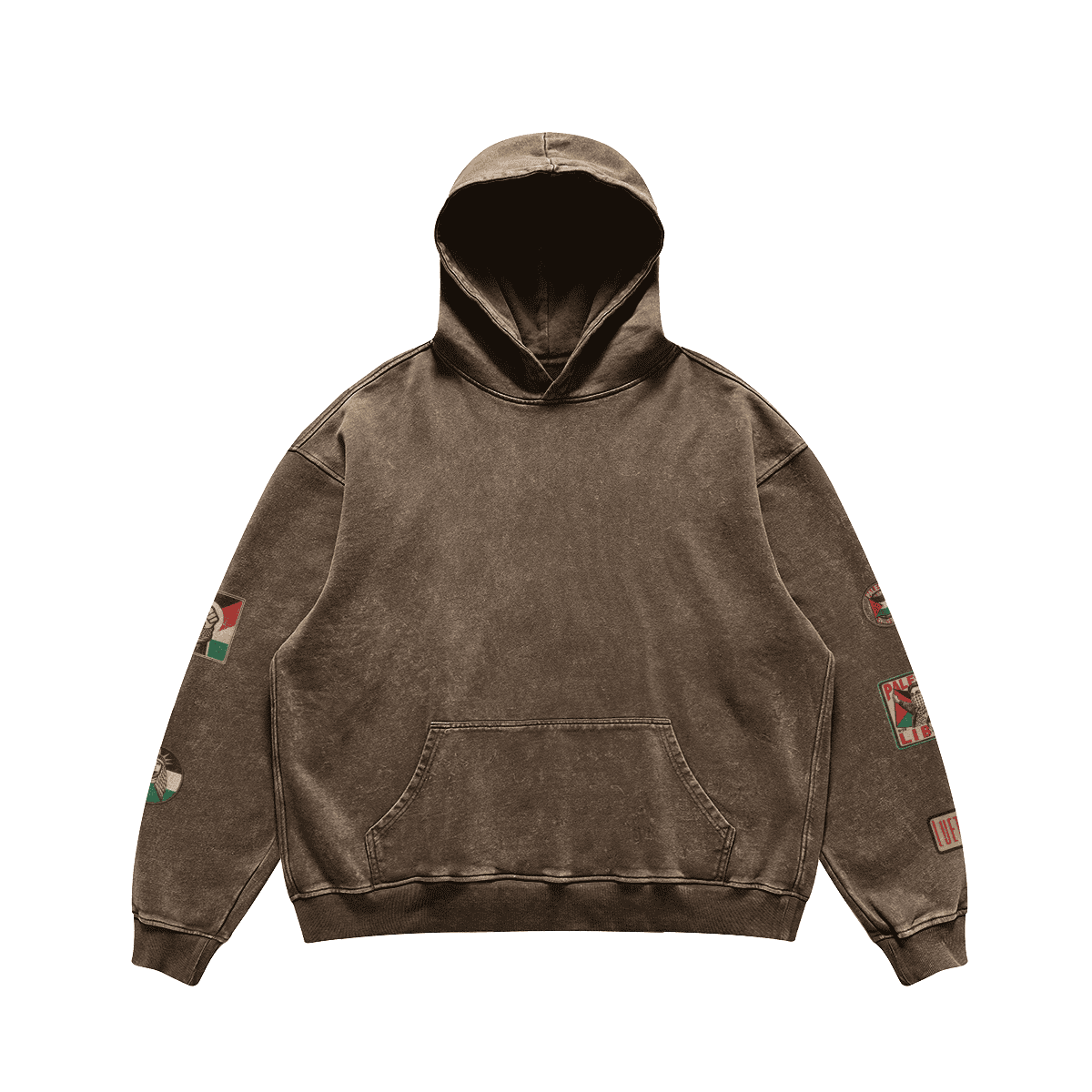 Vintage Palestinian Patch Print Relaxed Fit Hoodie