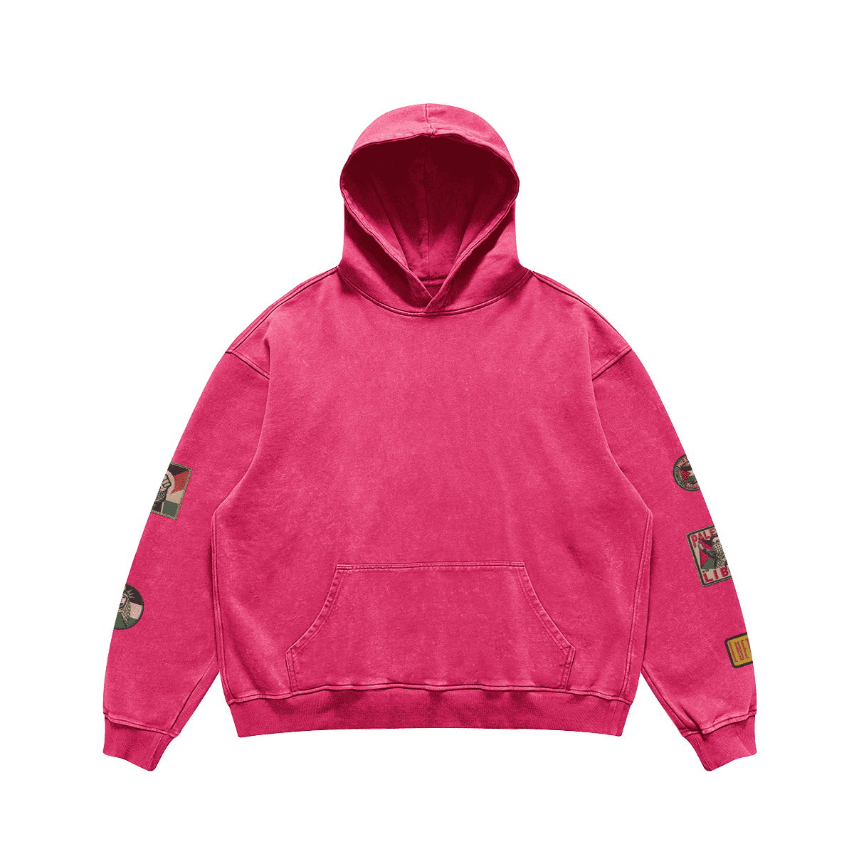 Vintage Palestinian Patch Print Relaxed Fit Hoodie