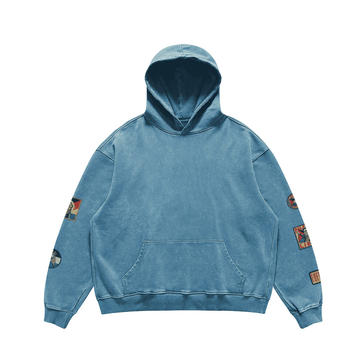 Vintage Palestinian Patch Print Relaxed Fit Hoodie