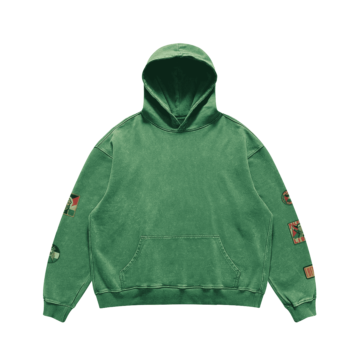 Vintage Palestinian Patch Print Relaxed Fit Hoodie