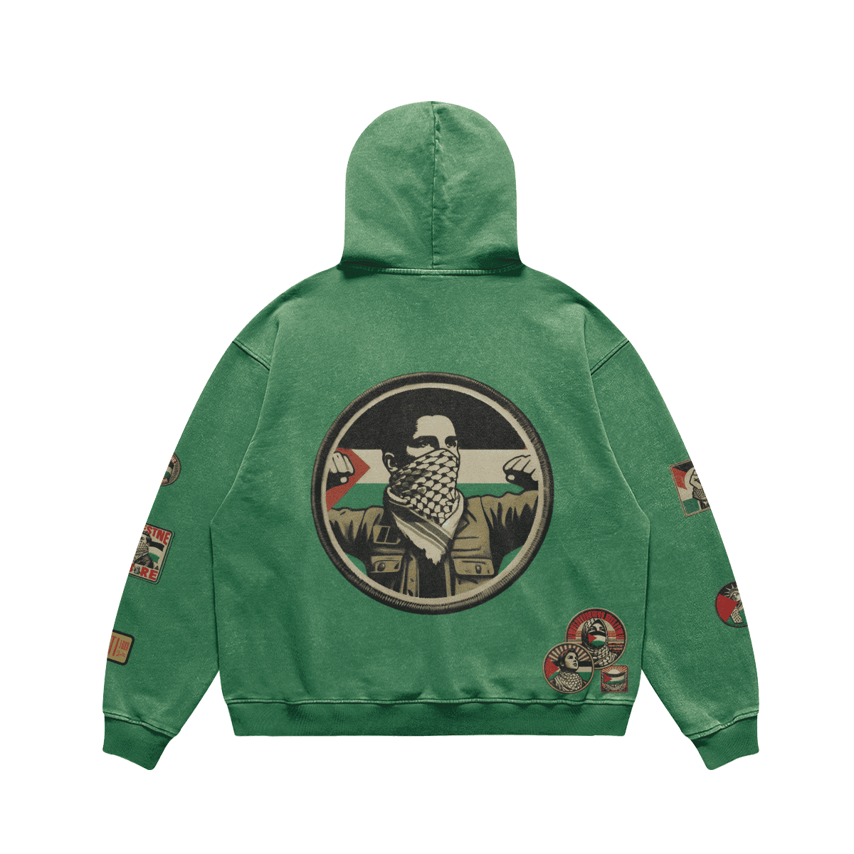 Vintage Palestinian Patch Print Relaxed Fit Hoodie