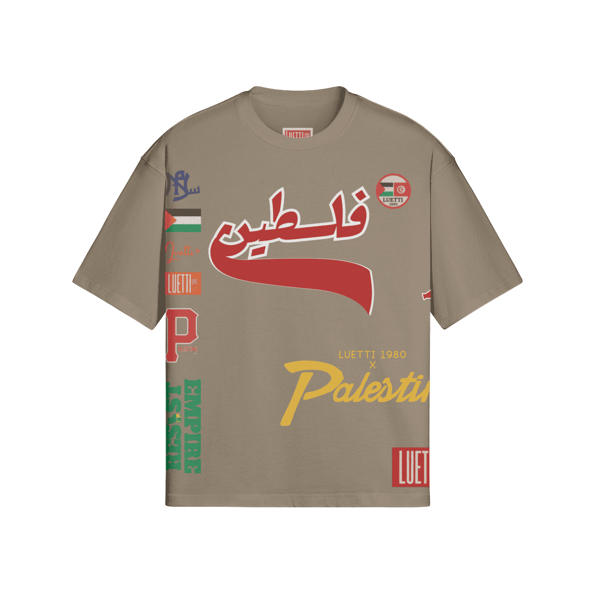 Palestine Collegiate Embroidered and Printed Premium Quality Boxy Tee