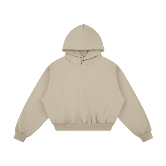 Oversized Blank Snap Collar Hoodie with Side Pockets - 100% Cotton