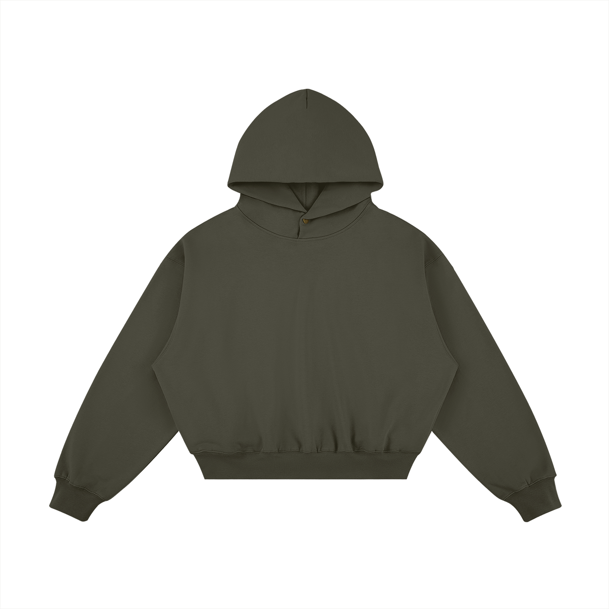 Oversized Blank Snap Collar Hoodie with Side Pockets - 100% Cotton