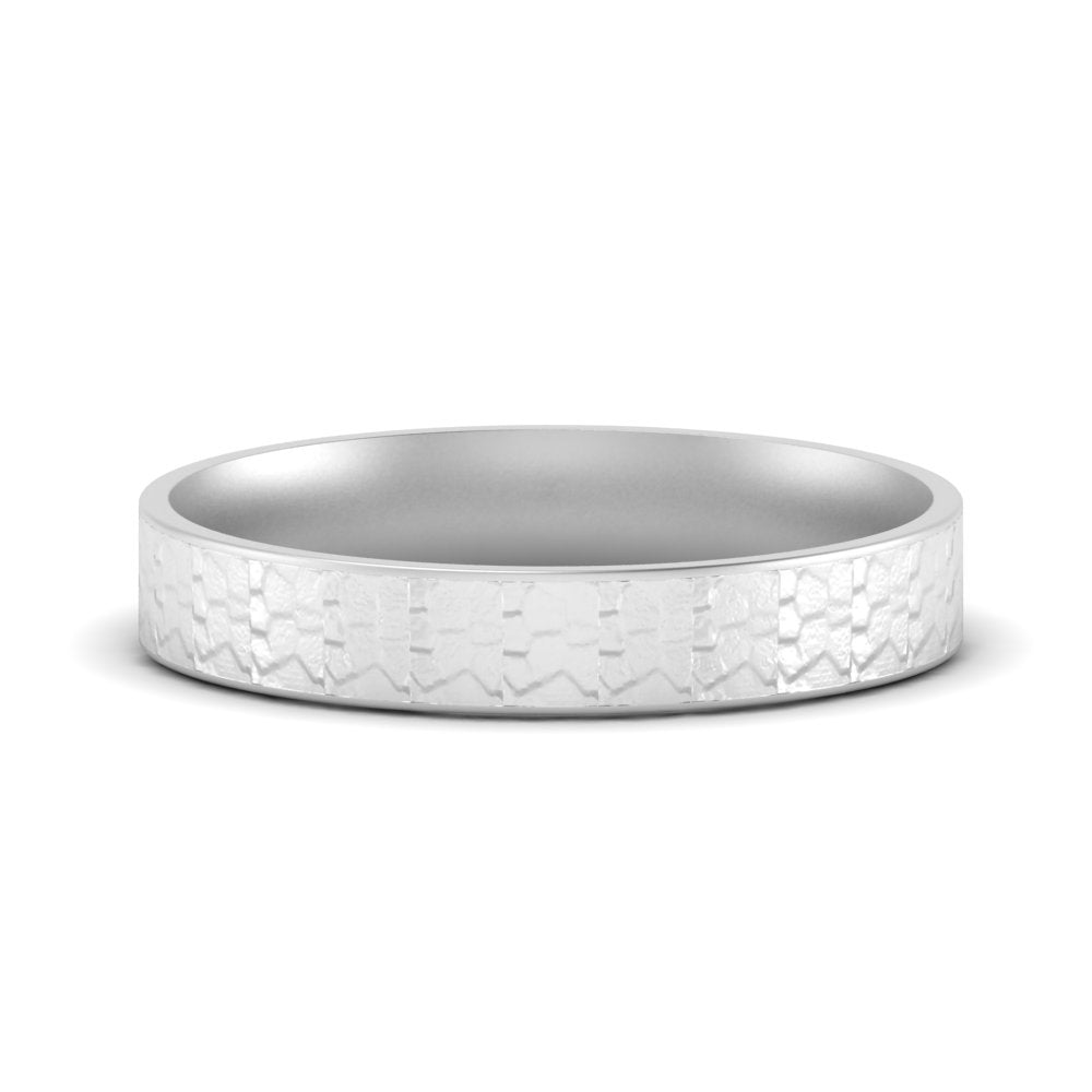 Unique Rock Textured Mens Wedding Band 5 mm
