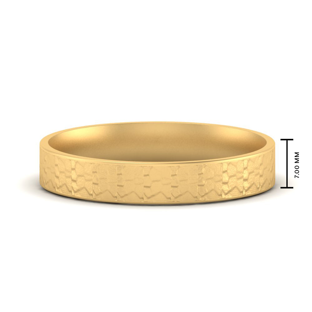 Unique Rock Textured Mens Wedding Band 5 mm