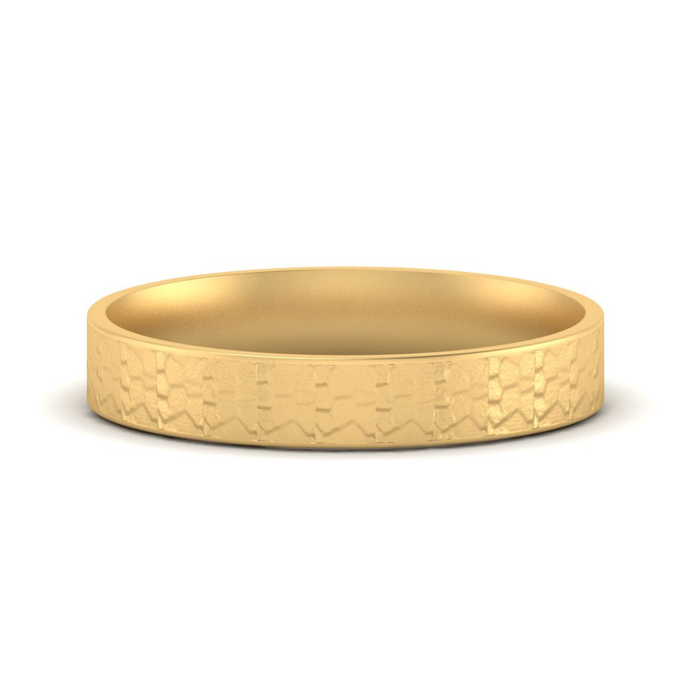 Unique Rock Textured Mens Wedding Band 5 mm