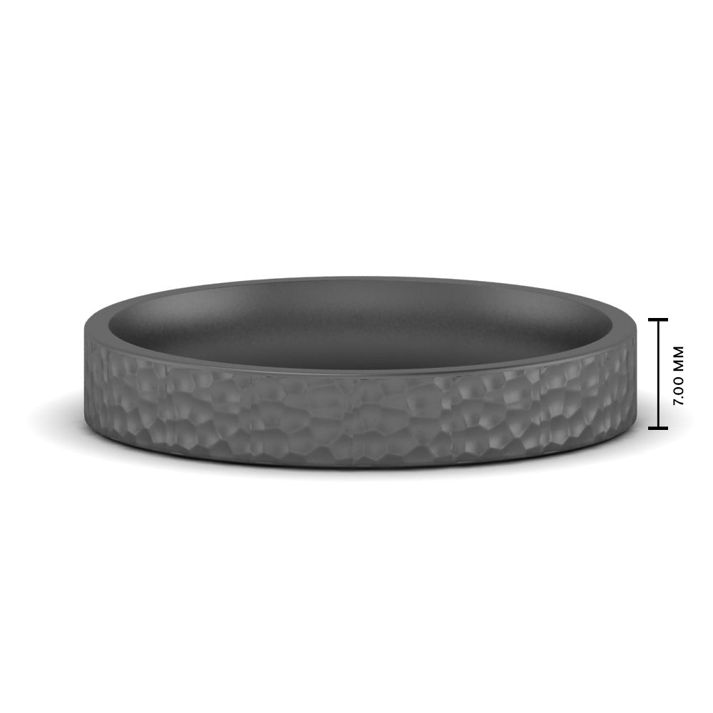 Hammered Wedding Band Comfort Fit 5 mm
