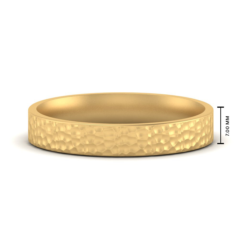 Hammered Wedding Band Comfort Fit 5 mm